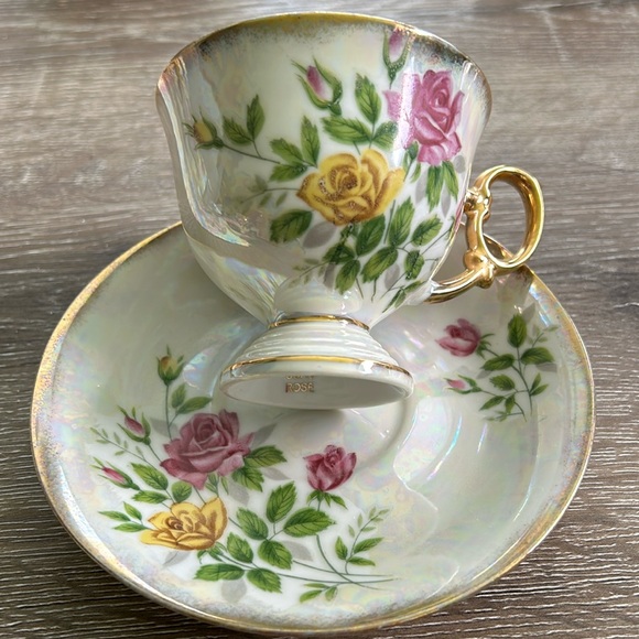 COPY - Vintage Japan Flower of the Month June “Rose” lusterware footed cup… - Picture 2 of 3